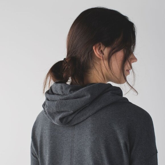 Lululemon Stress Less Hoodie Heathered Dark Grey Size 10 - Picture 5 of 12